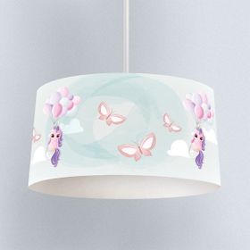 İnstababyrooms Beyaz Su Yeşili Unicorn Kelebek Desenli Çocuk Odası Dijital Baskılı Sarkıt Avize