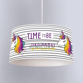 İnstababyrooms Beyaz Unicorn Desenli Çocuk Odası Dijital Baskılı Sarkıt Avize