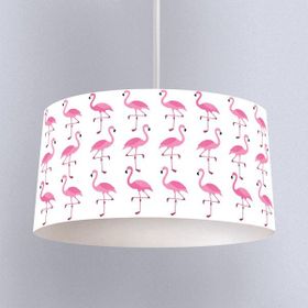 İnstababyrooms Pembe Flamingo Beyaz Prenses Desenli Çocuk Odası Dijital Baskılı Sarkıt Avize