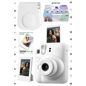 Instax Mini 12 Beyaz 10'lu Film Çerçeve Deri Kılıf ve Fotoğraf Makinesi Seti