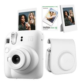 Instax Mini 12 Beyaz 10'lu Film Çerçeve Deri Kılıf ve Fotoğraf Makinesi Seti