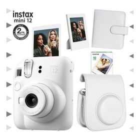 Instax Mini 12 Beyaz 10'lu Film Çerçeve Kare Albüm Deri Kılıf ve Fotoğraf Makinesi Seti