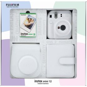 Instax Mini 12 Beyaz 10'lu Film Kare Albüm Deri Kılıf Bundle Box ve Fotoğraf Makinesi