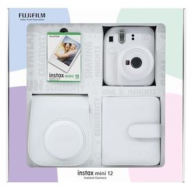Instax Mini 12 Beyaz 10'lu Film Kare Albüm Deri Kılıf Bundle Box ve Fotoğraf Makinesi