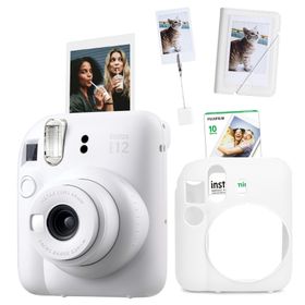 Instax Mini 12 Beyaz 10'lu Film Kıskaçlı Stand Mini Albüm Silikon Kılıf ve Fotoğraf Makinesi Seti