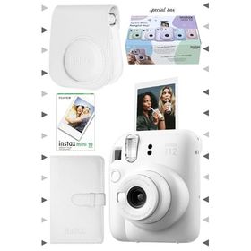 Instax Mini 12 Beyaz 10'lu Film Laporta Albüm Deri Kılıf ve Fotoğraf Makinesi Seti