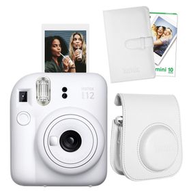 Instax Mini 12 Beyaz 10'lu Film Laporta Albüm Deri Kılıf ve Fotoğraf Makinesi Seti