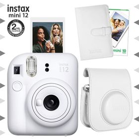 Instax Mini 12 Beyaz 10'lu Film Laporta Albüm Deri Kılıf ve Fotoğraf Makinesi Seti