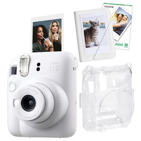 Instax Mini 12 Beyaz 10'lu Film Mini Albüm Şeffaf Kılıf ve Fotoğraf Makinesi Seti