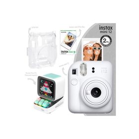 Instax Mini 12 Beyaz 10'lu Film Şeffaf Kılıf Divoom Ditoo Pro Beyaz Uyarlanabilir Piksel Ekranlı Bluetooth Hoparlör ve Fotoğraf Makinesi