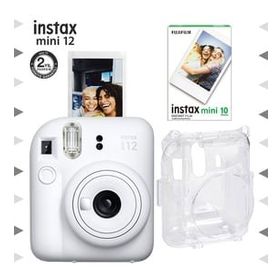 Instax Mini 12 Beyaz 10'lu Film Şeffaf Kılıf ve Fotoğraf Makinesi Seti