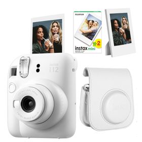 Instax Mini 12 Beyaz 20'li Film Çerçeve Deri Kılıf ve Fotoğraf Makinesi Seti