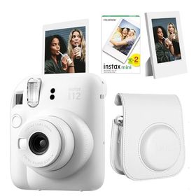Instax Mini 12 Beyaz 20'li Film Çerçeve Deri Kılıf ve Fotoğraf Makinesi Seti