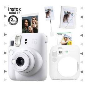 Instax Mini 12 Beyaz 20'li Film Kıskaçlı Stand Mini Albüm Silikon Kılıf ve Fotoğraf Makinesi Seti