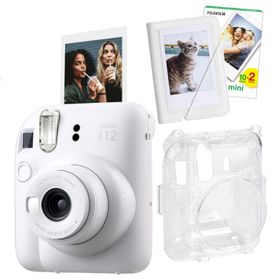Instax Mini 12 Beyaz 20'li Film Mini Albüm Şeffaf Kılıf ve Fotoğraf Makinesi Seti
