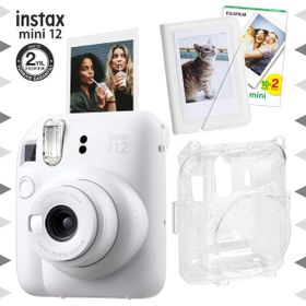 Instax Mini 12 Beyaz 20'li Film Mini Albüm Şeffaf Kılıf ve Fotoğraf Makinesi Seti