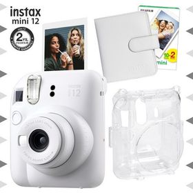 Instax Mini 12 Beyaz 20'lu Film Kare Albüm Şeffaf Kılıf ve Fotoğraf Makinesi Seti