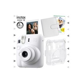 Instax Mini 12 Beyaz 20'lu Film Kare Albüm Şeffaf Kılıf ve Fotoğraf Makinesi Seti