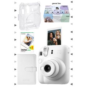 Instax Mini 12 Beyaz 20'lu Film Laporta Albüm Şeffaf Kılıf ve Fotoğraf Makinesi Seti