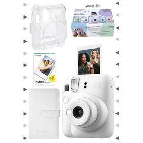 Instax Mini 12 Beyaz 20'lu Film Laporta Albüm Şeffaf Kılıf ve Fotoğraf Makinesi Seti