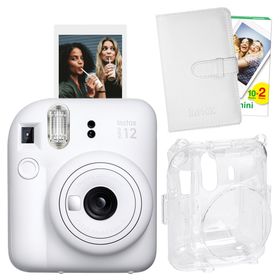Instax Mini 12 Beyaz 20'lu Film Laporta Albüm Şeffaf Kılıf ve Fotoğraf Makinesi Seti