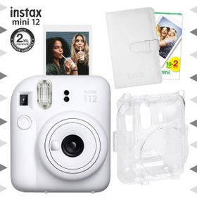 Instax Mini 12 Beyaz 20'lu Film Laporta Albüm Şeffaf Kılıf ve Fotoğraf Makinesi Seti