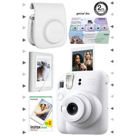 Instax Mini 12 Beyaz 20'lu Film Mini Albüm Deri Kılıf ve Fotoğraf Makinesi Seti