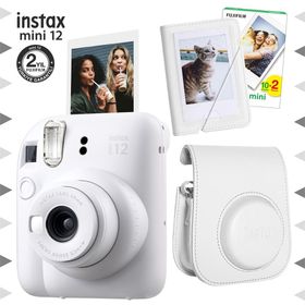 Instax Mini 12 Beyaz 20'lu Film Mini Albüm Deri Kılıf ve Fotoğraf Makinesi Seti
