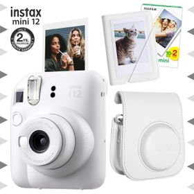Instax Mini 12 Beyaz 20'lu Film Mini Albüm Deri Kılıf ve Fotoğraf Makinesi Seti