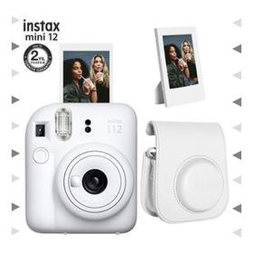 Instax Mini 12 Beyaz Çerçeve Deri Kılıf ve Fotoğraf Makinesi Seti