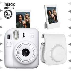 Instax Mini 12 Beyaz Çerçeve Deri Kılıf ve Fotoğraf Makinesi Seti