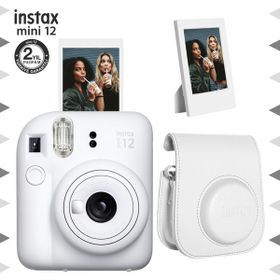Instax Mini 12 Beyaz Çerçeve Deri Kılıf ve Fotoğraf Makinesi Seti