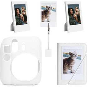 Instax Mini 12 Beyaz Slikon Kılıf Mini 28'li Albüm ve Fotoğraf Çerçeveleri Aksesuar Seti
