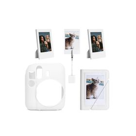 Instax Mini 12 Beyaz Slikon Kılıf Mini 28'li Albüm ve Fotoğraf Çerçeveleri Aksesuar Seti