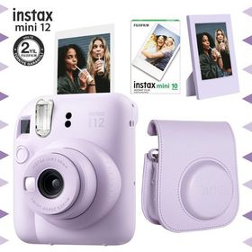 Instax Mini 12 Lila 10'lu Film Çerçeve Deri Kılıf ve Fotoğraf Makinesi Seti