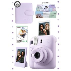 Instax Mini 12 Lila 10'lu Film Çerçeve Kare Albüm ve Fotoğraf Makinesi Seti
