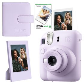 Instax Mini 12 Lila 10'lu Film Çerçeve Kare Albüm ve Fotoğraf Makinesi Seti