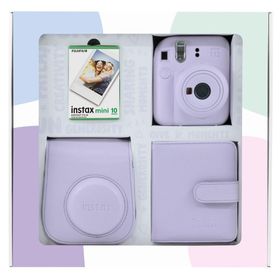 Instax Mini 12 Lila 10'lu Film Kare Albüm Deri Kılıf Bundle Box ve Fotoğraf Makinesi