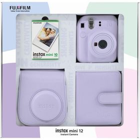 Instax Mini 12 Lila 10'lu Film Kare Albüm Deri Kılıf Bundle Box ve Fotoğraf Makinesi