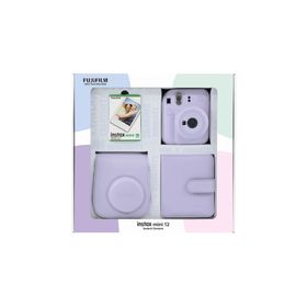 Instax Mini 12 Lila 10'lu Film Kare Albüm Deri Kılıf Bundle Box ve Fotoğraf Makinesi