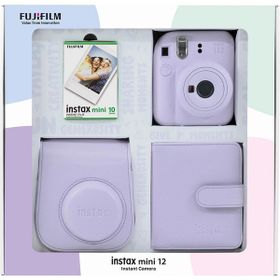Instax Mini 12 Lila 10'lu Film Kare Albüm Deri Kılıf Bundle Box ve Fotoğraf Makinesi