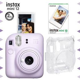 Instax Mini 12 Lila 10'lu Film Şeffaf Kılıf ve Fotoğraf Makinesi Seti