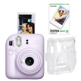 Instax Mini 12 Lila 10'lu Film Şeffaf Kılıf ve Fotoğraf Makinesi Seti