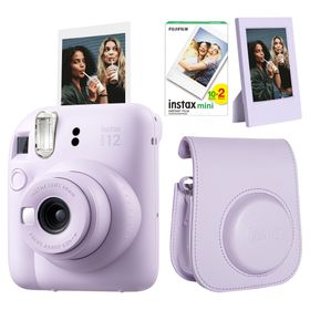 Instax Mini 12 Lila 20'li Film Çerçeve Deri Kılıf ve Fotoğraf Makinesi Seti