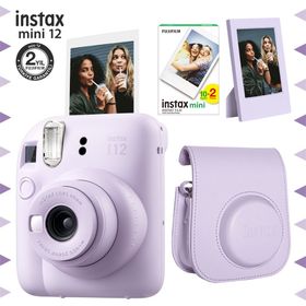 Instax Mini 12 Lila 20'li Film Çerçeve Deri Kılıf ve Fotoğraf Makinesi Seti