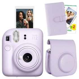 Instax Mini 12 Lila 20'li Film Laporta Albüm Deri Kılıf ve Fotoğraf Makinesi Seti