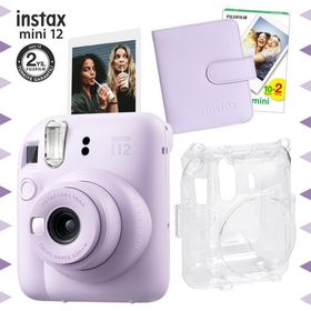 Instax Mini 12 Lila 20'lu Film Kare Albüm Şeffaf Kılıf ve Fotoğraf Makinesi Seti