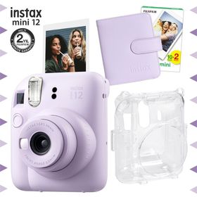 Instax Mini 12 Lila 20'lu Film Kare Albüm Şeffaf Kılıf ve Fotoğraf Makinesi Seti