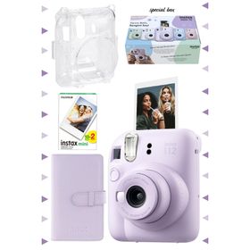 Instax Mini 12 Lila 20'lu Film Laporta Albüm Şeffaf Kılıf ve Fotoğraf Makinesi Seti