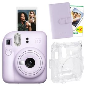 Instax Mini 12 Lila 20'lu Film Laporta Albüm Şeffaf Kılıf ve Fotoğraf Makinesi Seti